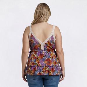 Juniors Plus Angie Lace Trim Tank Top alternate view